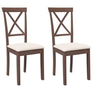 vidaXL Sillas de comedor con cojines 2 uds madera maciza marr&oacute;n caucho