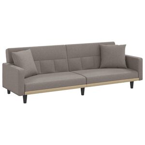 vidaXL Sof&aacute; cama con cojines tela gris taupe