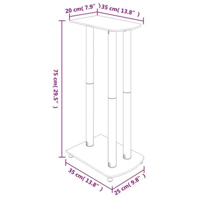 vidaXL Soportes de altavoces 2 uds vidrio templado plateado 3 pilares