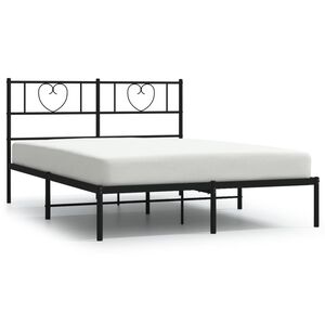 vidaXL Estructura cama sin colch&oacute;n con cabecero metal negro 140x200 cm