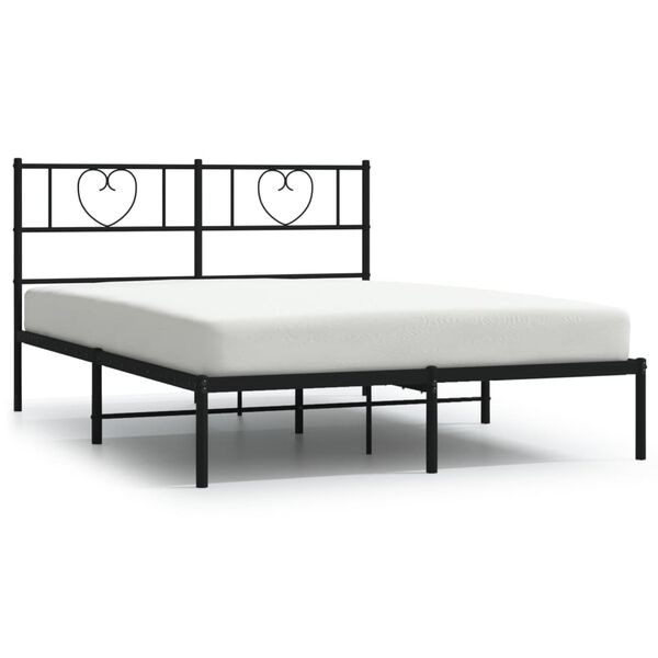 vidaXL Estructura cama sin colch&oacute;n con cabecero metal negro 140x200 cm