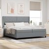 vidaXL Cama Box Spring LED con colch&oacute;n Gris Claro 200 x 200 cm tela