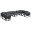 vidaXL Conjunto de sof&aacute;s de jard&iacute;n 10 uds. Negro Aluminio