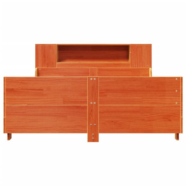 vidaXL Cama sin colch&oacute;n madera maciza pino marr&oacute;n cera 150x200 cm