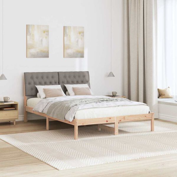vidaXL Estructura de Cama con Cabecera Tapizada Marr&oacute;n 160 x 200 cm
