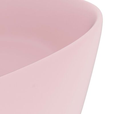 vidaXL Lavabo de lujo redondo cerámica rosa mate 40x15 cm