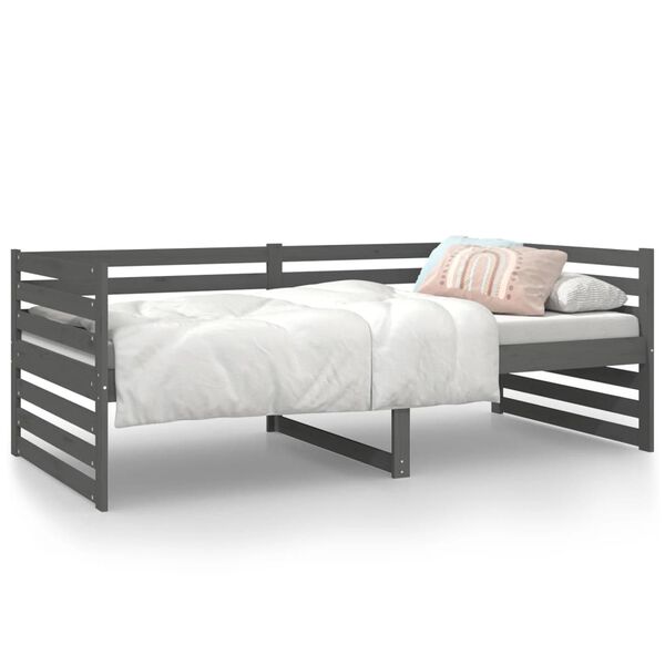 vidaXL Sof&aacute; cama sin colch&oacute;n madera maciza de pino gris 90x190 cm