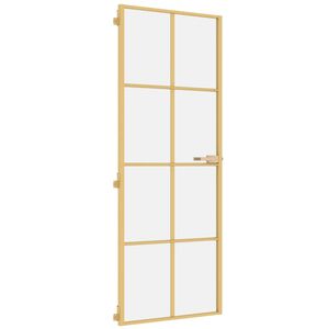 vidaXL Puerta de interior dorada vidrio templado y aluminio 76x201,5cm