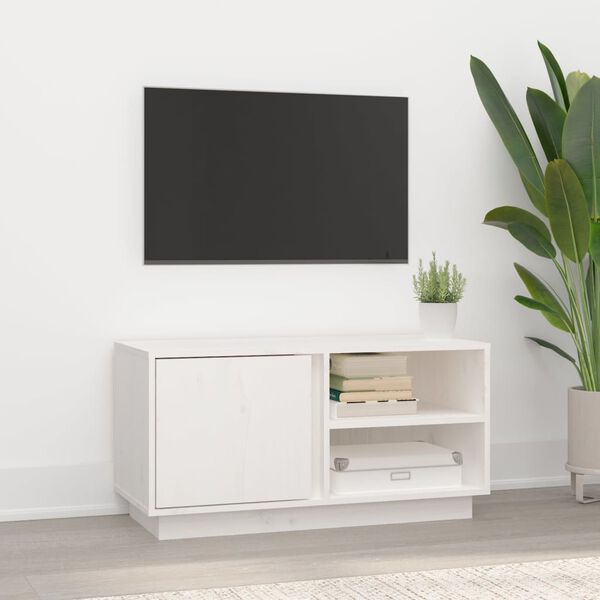 vidaXL Mueble de TV madera maciza de pino blanco 80x35x40,5 cm