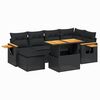 vidaXL Set de comedor de jard&iacute;n 7 pzas y cojines rat&aacute;n sint&eacute;tico negro