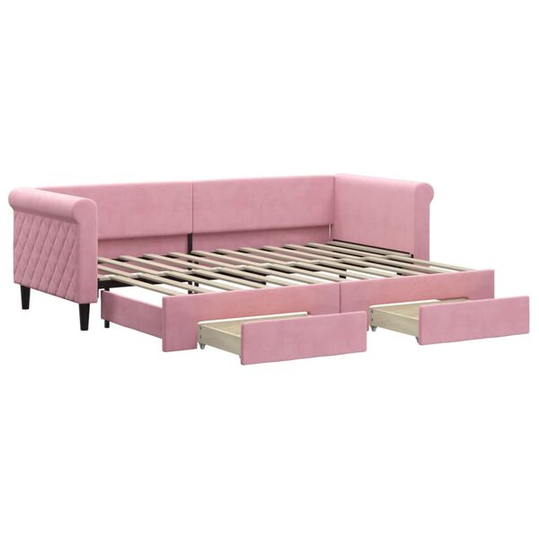 vidaXL Sofá cama nido con cajones terciopelo rosa 80x200 cm