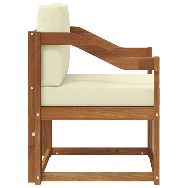 vidaXL Sof&aacute; de exterior Madera de Acacia S&oacute;lida y Poli&eacute;ster Natural