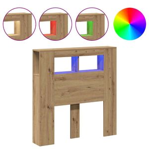 vidaXL Cabecero LED madera ingenier&iacute;a roble artisan 100x18,5x103,5 cm