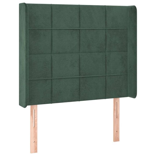 vidaXL Cabecero con LED de terciopelo verde oscuro 93x16x118/128 cm