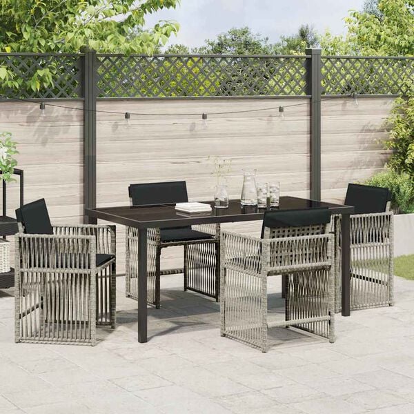 vidaXL Conjunto de Comedor de Jard&iacute;n 5 pcs Gris Claro rat&aacute;n sint&eacute;tico