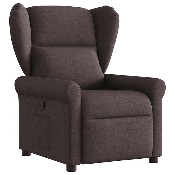 vidaXL Sillón reclinable de tela marrón oscuro