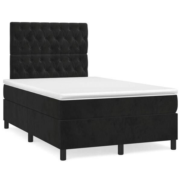 vidaXL Cama box spring con colch&oacute;n terciopelo negro 120x190 cm