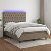 vidaXL Cama box spring colch&oacute;n y luces LED tela gris taupe 140x190 cm