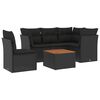 vidaXL Set de sof&aacute;s de jard&iacute;n 6 piezas y cojines rat&aacute;n sint&eacute;tico negro