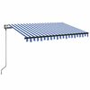 vidaXL Toldo autom&aacute;tico LED sensor de viento azul y blanco 350x250 cm