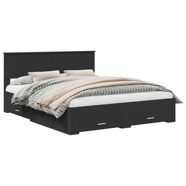 vidaXL Estructura de cama Negro 160 x 200 cm Madera de ingenier&iacute;a