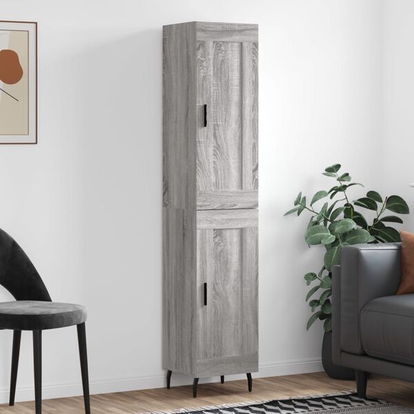 vidaXL Aparador alto madera contrachapada gris Sonoma 34,5x34x180 cm