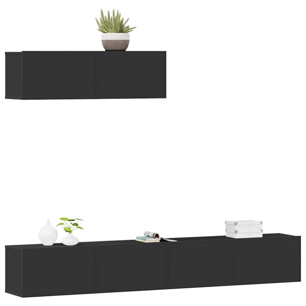 vidaXL Set de muebles para TV 3 piezas madera contrachapada negro