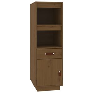 vidaXL Aparador alto madera maciza de pino marr&oacute;n miel 34x40x108,5 cm