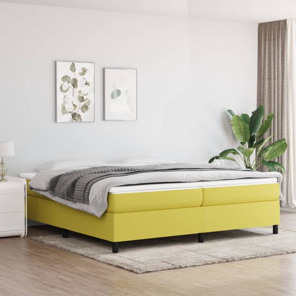 vidaXL Cama box spring con colch&oacute;n tela verde 200x200 cm