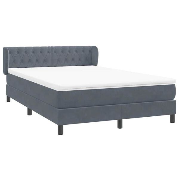 vidaXL Cama box spring con colch&oacute;n terciopelo gris oscuro 160x210 cm