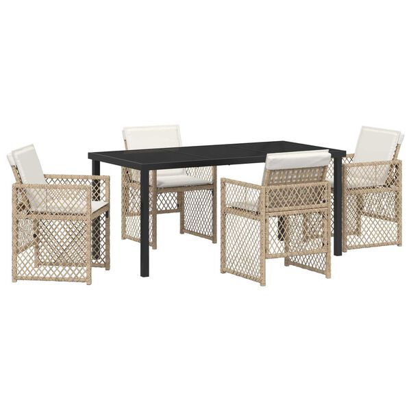 vidaXL Conjunto de Comedor de Jard&iacute;n 5 pcs Beige rat&aacute;n sint&eacute;tico