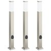 vidaXL Balizas de luz con toma de corriente, 3 unidades, 80 cm, acero inoxidable, IP44