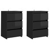 vidaXL Mesitas de noche 2 uds contrachapada negro brillo 40x35x62,5 cm
