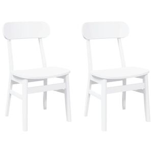 vidaXL Sillas de comedor 2 unidades madera maciza de caucho blanco