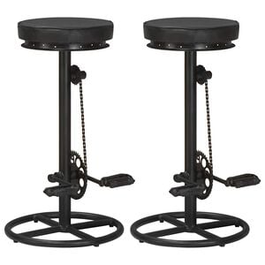 vidaXL Taburetes de cocina 2 unidades cuero aut&eacute;ntico de cabra negro