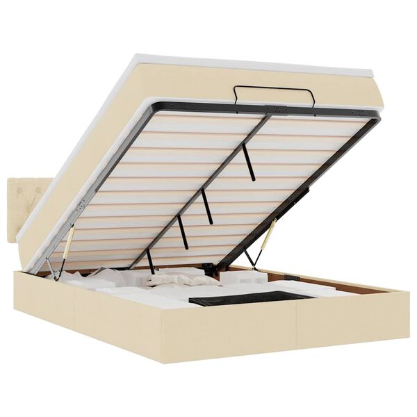 vidaXL Cama otomana con colch&oacute;n de tela color crema 140x190 cm