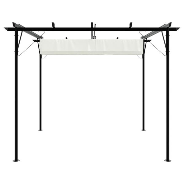 vidaXL Pérgola con tejado retráctil acero color blanco crema 3x3 m