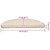 vidaXL Alfombrillas para escaleras 30 unidades 56x17x3 cm Crema Semicircular