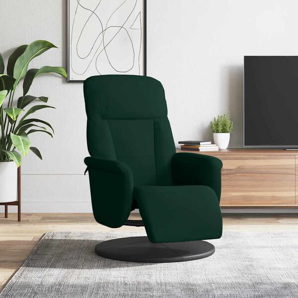 vidaXL Sill&oacute;n reclinable con reposapi&eacute;s terciopelo verde oscuro