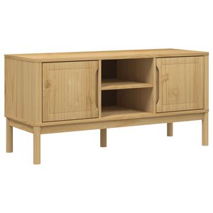 vidaXL Mueble de TV FLORO madera maciza pino marrón cera 114x43x55 cm
