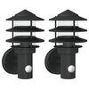 vidaXL Apliques de exterior con sensor 2 uds acero inoxidable negro