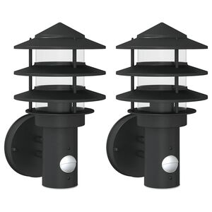 vidaXL Apliques de exterior con sensor 2 uds acero inoxidable negro