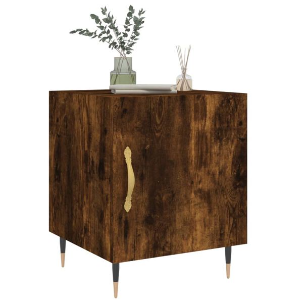 vidaXL Mesitas noche 2 uds madera ingenier&iacute;a roble ahumado 40x40x50 cm