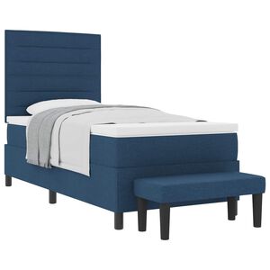 vidaXL Cama tipo Box Spring con cabecera Azul 90 x 190 cm tela