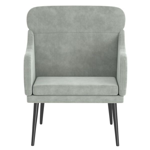 vidaXL Sill&oacute;n de terciopelo gris claro 63x76x80 cm