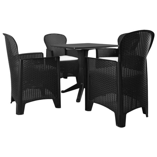 vidaXL Set de comedor de jard&iacute;n 5 piezas rat&aacute;n pl&aacute;stico gris antracita
