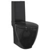 vidaXL Inodoro WC redondo de cer&aacute;mica con cisterna negro