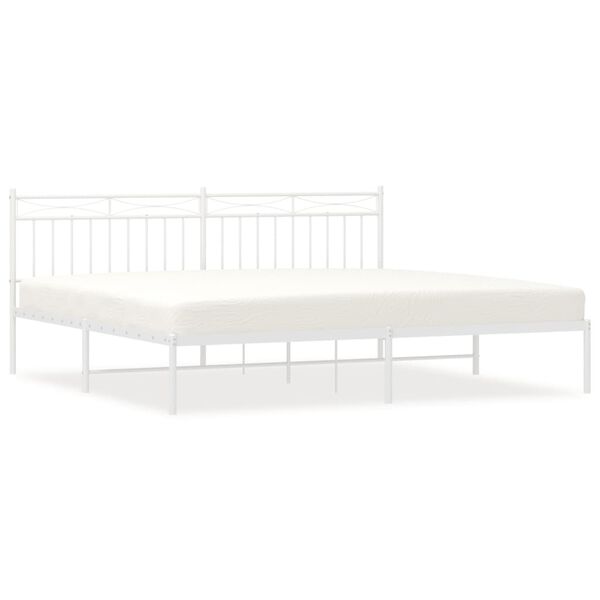 vidaXL Estructura cama sin colch&oacute;n con cabecero metal blanco 200x200cm