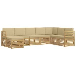 vidaXL Conjunto de sof&aacute;s de exterior 8 uds. y Beige Poli&eacute;ster
