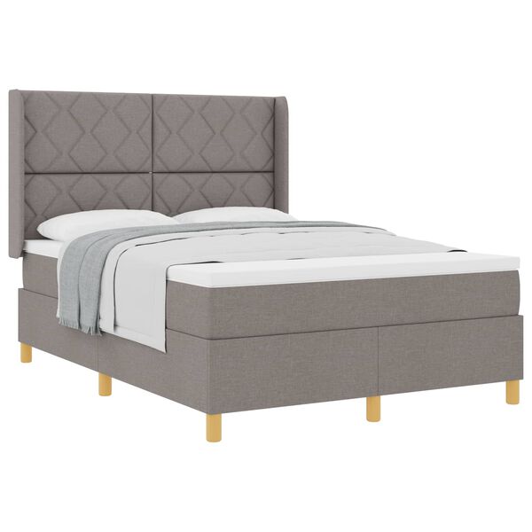 vidaXL Cama tipo Box Spring con colch&oacute;n Taup&eacute; 160 x 200 cm tela